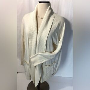 Michael Kors Woman’s Sweater Blazer Size M Color Vanilla Knit 3/4 Sleeves